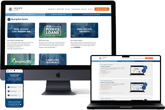Multiple devices displaying sections of the Real Estate Hub page
