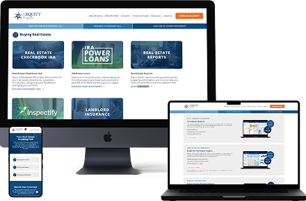 Multiple devices displaying sections of the Real Estate Hub page